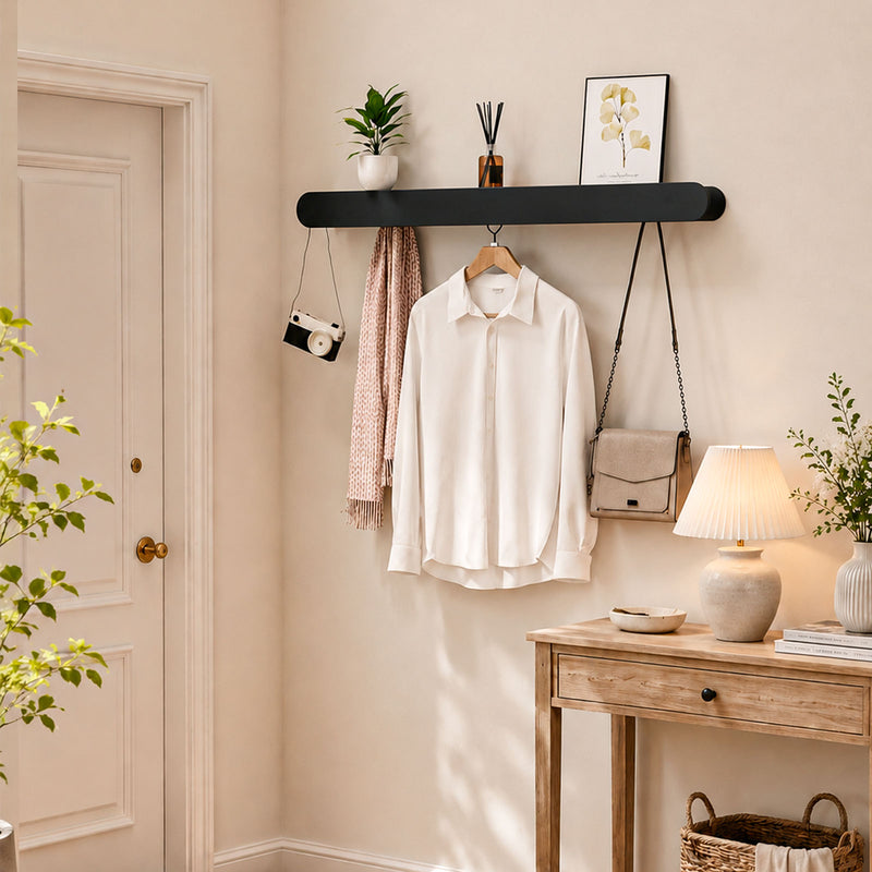 Yorbay Metall-Wandgarderobe mit Ablage und Haken, verschiedene Größen - YM001-N004 - 56 - yorbiy.com