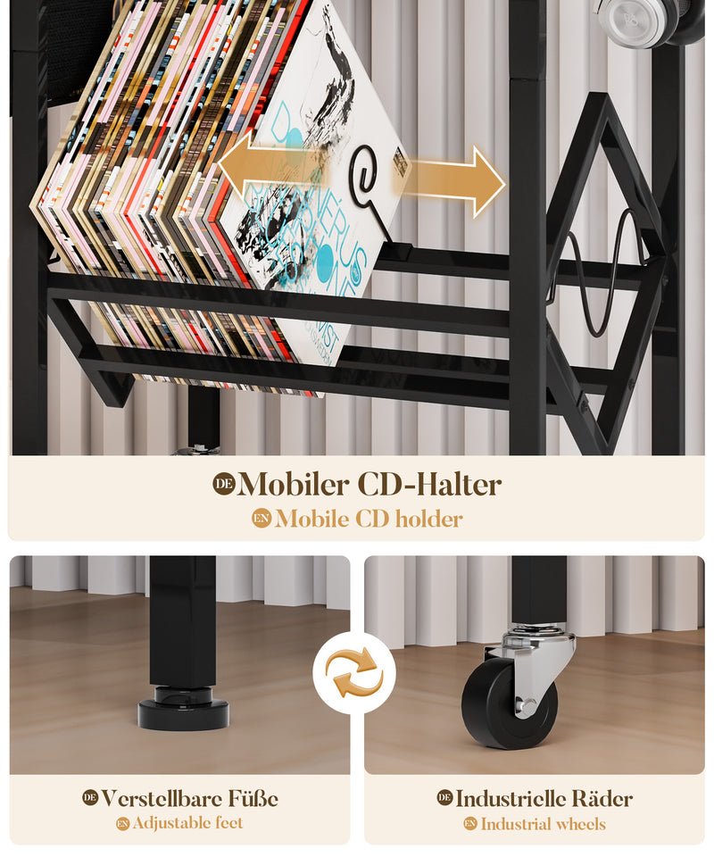 Yorbay Vinyl - Plattenregal mit Stoffbeutel & Rädern - YB059 - T053 - 6 - yorbiy.com