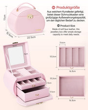 Yorbay Runder Schmuckkoffer aus Kunstleder mit Handgriff Lilagrau - SL003-C081 - 9 - yorbiy.com