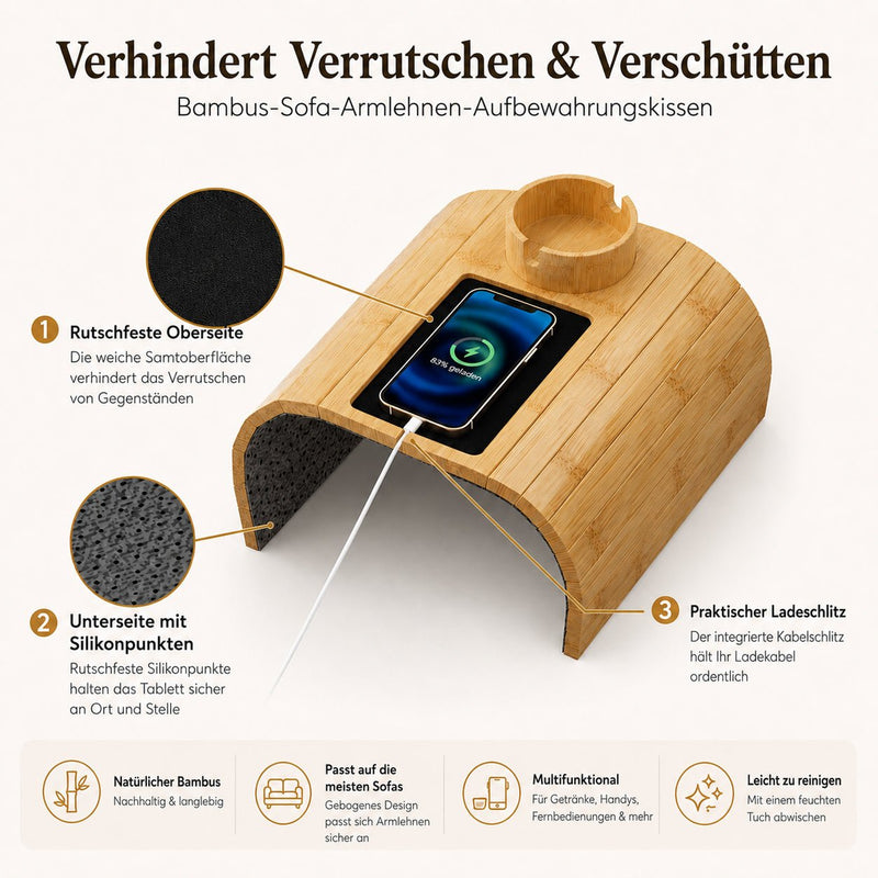 Yorbay Sofa-Armlehnen-Tablett aus Bambus mit 360° Becherhalter - YC011-Z126 - 4 - yorbiy.com