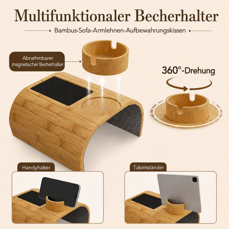 Yorbay Sofa-Armlehnen-Tablett aus Bambus mit 360° Becherhalter - YC011-Z126 - 5 - yorbiy.com