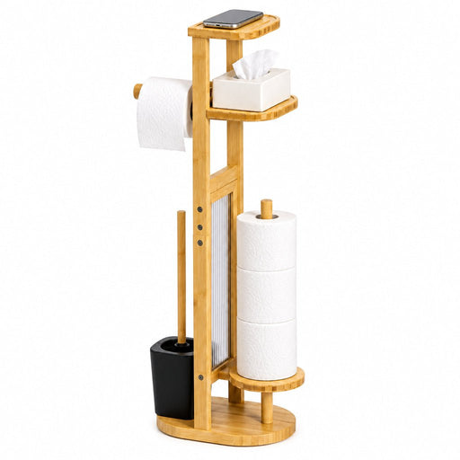 Yorbay Toilettenpapierhalter mit Toilettenbürste aus Bambus - YC013-Z128 - 1 - yorbiy.com