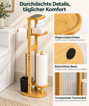 Yorbay Toilettenpapierhalter mit Toilettenbürste aus Bambus - YC013-Z128 - 6 - yorbiy.com