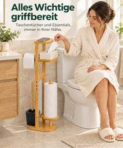 Yorbay Toilettenpapierhalter mit Toilettenbürste aus Bambus - YC013-Z128 - 7 - yorbiy.com
