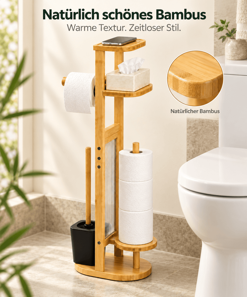 Yorbay Toilettenpapierhalter mit Toilettenbürste aus Bambus - YC013-Z128 - 9 - yorbiy.com