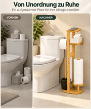 Yorbay Toilettenpapierhalter mit Toilettenbürste aus Bambus - YC013-Z128 - 10 - yorbiy.com