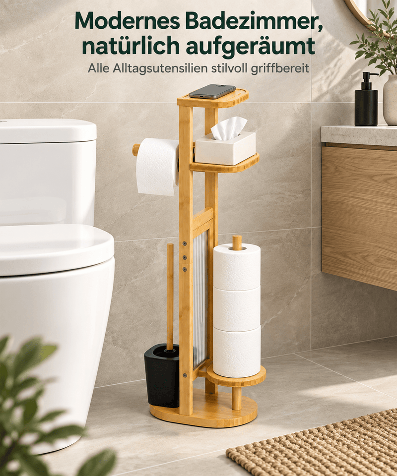 Yorbay Toilettenpapierhalter mit Toilettenbürste aus Bambus - YC013-Z128 - 11 - yorbiy.com