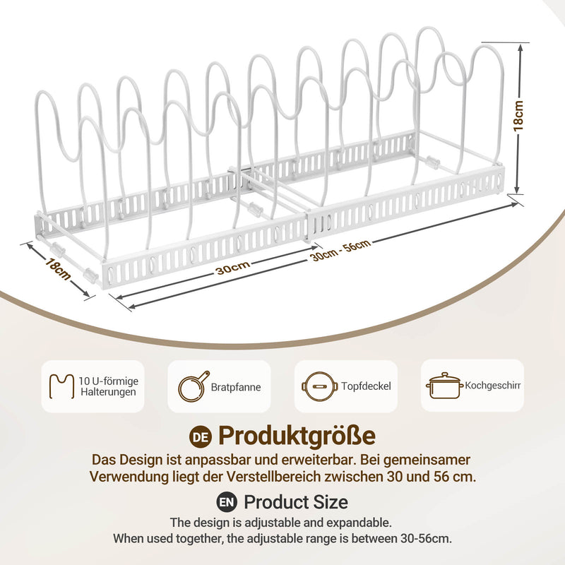 Yorbay Topfdeckelhalter mit 10 verstellbaren Fächern - F211 - 12 - yorbiy.com