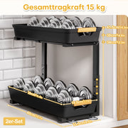 Yorbay Unterspülregal 2er-Set ausziehbar höhenverstellbar - YB112-T080 - 3 - yorbiy.com