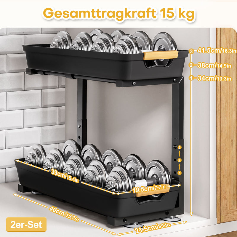 Yorbay Unterspülregal 2er-Set ausziehbar höhenverstellbar - YB112-T080 - 3 - yorbiy.com