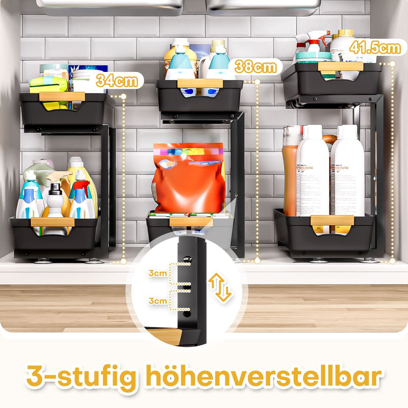 Yorbay Unterspülregal 2er-Set ausziehbar höhenverstellbar - YB112-T080 - 4 - yorbiy.com