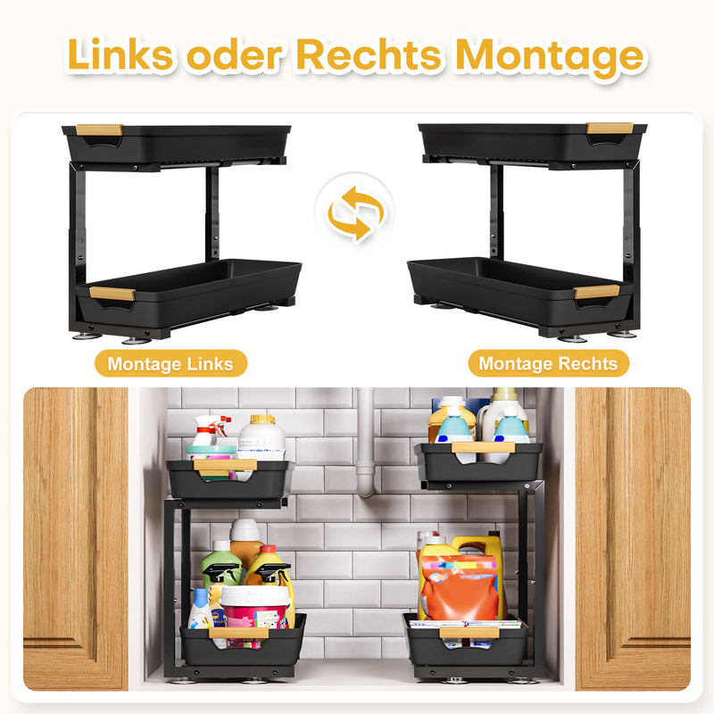 Yorbay Unterspülregal 2er-Set ausziehbar höhenverstellbar - YB112-T080 - 7 - yorbiy.com
