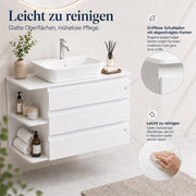 Yorbay wandmontierter Waschbeckenunterschrank mit 3 Schubladen & Seitenregal - YW017-D086 - 5 - yorbiy.com
