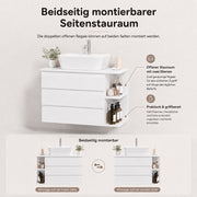 Yorbay wandmontierter Waschbeckenunterschrank mit 3 Schubladen & Seitenregal - YW017-D086 - 6 - yorbiy.com