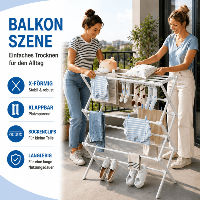 Yorbay X-förmiger 3-stöckiger Wäscheständer ausziehbar, klappbar - YS028-T110 - 2 - yorbiy.com