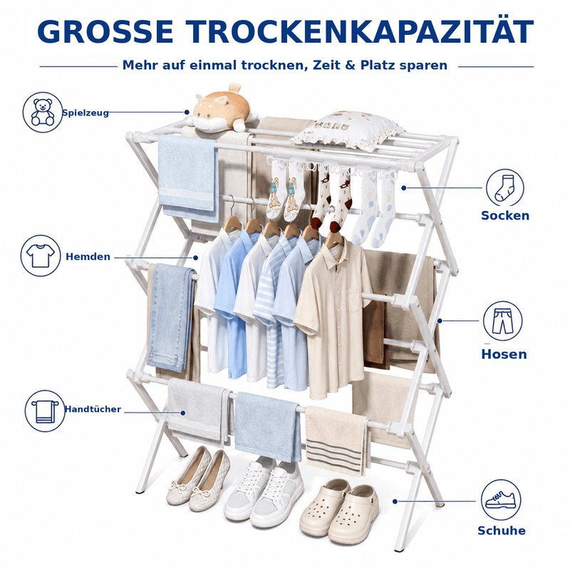 Yorbay X-förmiger 3-stöckiger Wäscheständer ausziehbar, klappbar - YS028-T110 - 5 - yorbiy.com