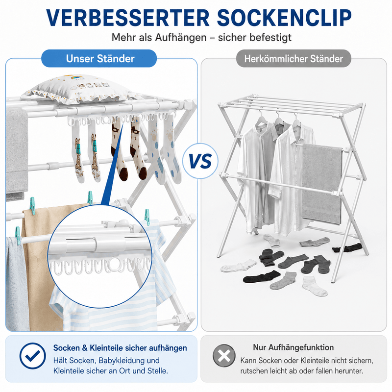 Yorbay X-förmiger 3-stöckiger Wäscheständer ausziehbar, klappbar - YS028-T110 - 6 - yorbiy.com
