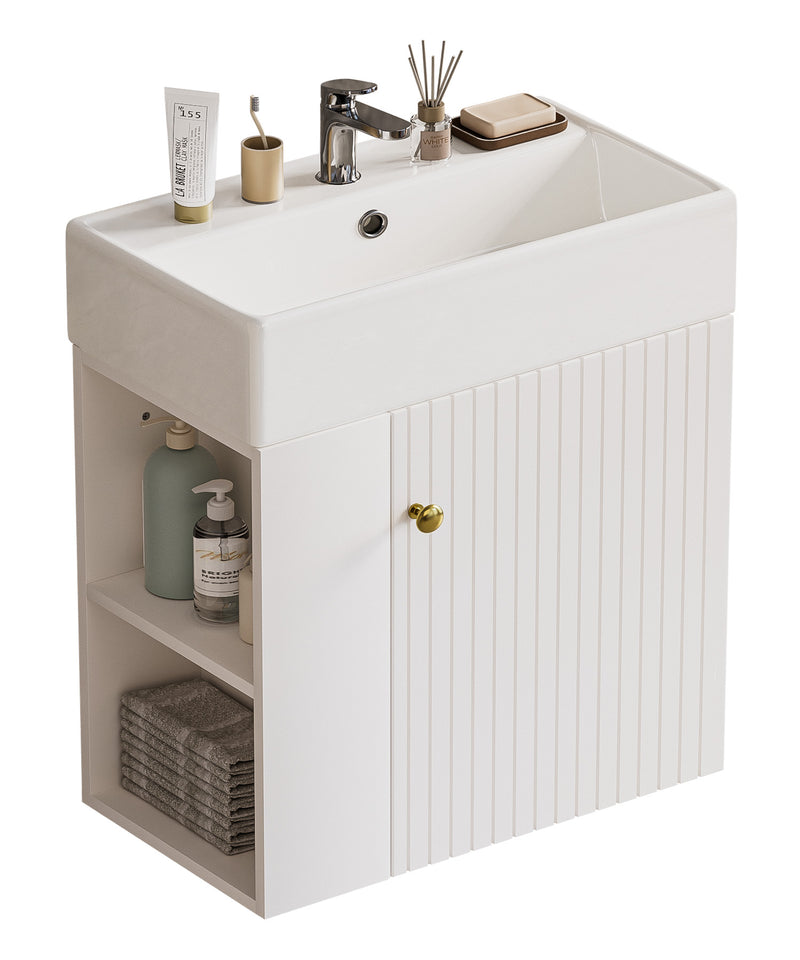 Yorbay hängender Waschtischunterschrank 55 cm mit Waschbecken - YB097 - D053 - 8 - yorbiy.com