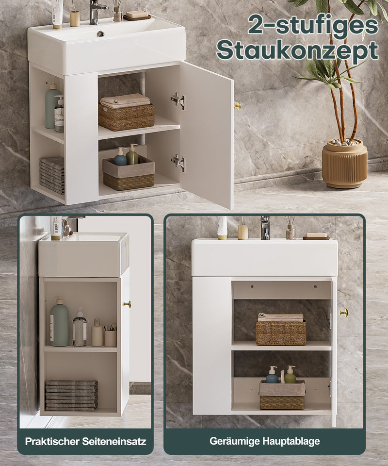 Yorbay hängender Waschtischunterschrank 55 cm mit Waschbecken - YB097 - D053 - 5 - yorbiy.com