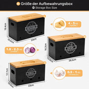 Yorbay 3er - Set Kartoffel - Aufbewahrungsboxen aus Holz, schwarz/weiß - B86 - 5 - yorbiy.com