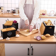 Yorbay 3er - Set Kartoffel - Aufbewahrungsboxen aus Holz, schwarz/weiß - B86 - 11 - yorbiy.com
