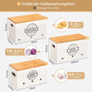 Yorbay 3er - Set Kartoffel - Aufbewahrungsboxen aus Holz, schwarz/weiß - B87 - 12 - yorbiy.com