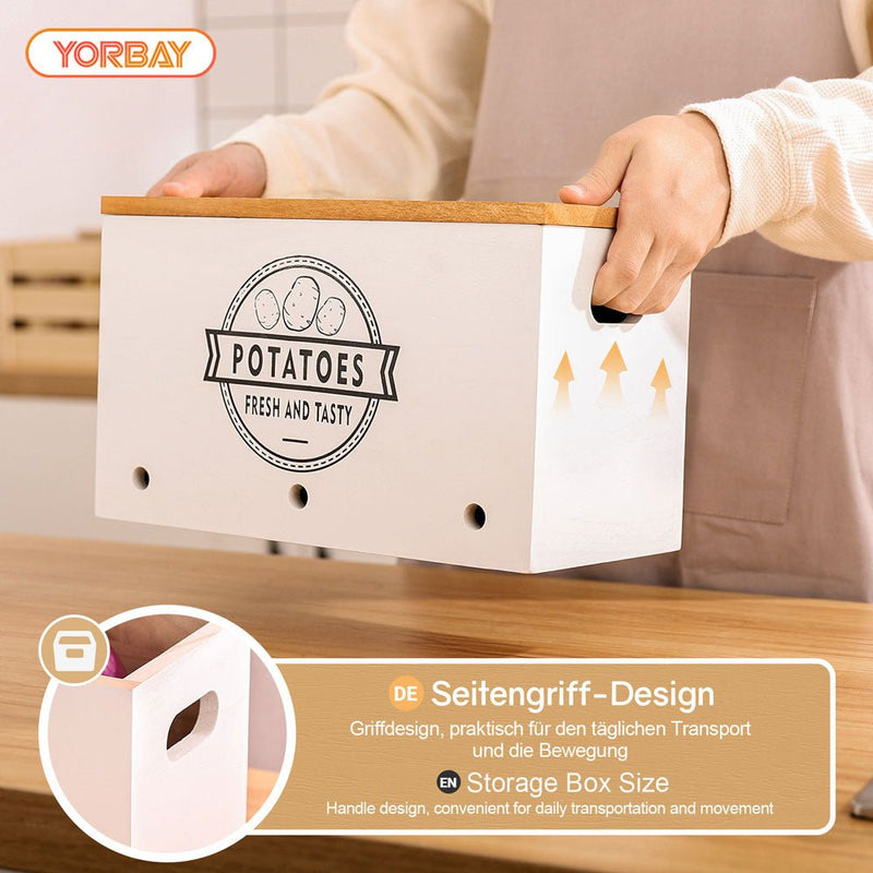 Yorbay 3er - Set Kartoffel - Aufbewahrungsboxen aus Holz, schwarz/weiß - B87 - 15 - yorbiy.com