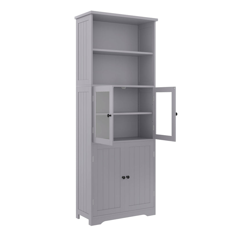Hochschrank mit Türen und verstellbaren Trennwänden, 57,4 x 28,4 x 162,5 cm - YB - N877P297007E - 10 - yorbiy.com
