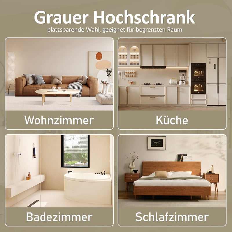 Hochschrank mit Türen und verstellbaren Trennwänden, 57,4 x 28,4 x 162,5 cm - YB - N877P297007E - 16 - yorbiy.com