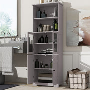 Hochschrank mit Türen und verstellbaren Trennwänden, 57,4 x 28,4 x 162,5 cm - YB - N877P297007E - 17 - yorbiy.com