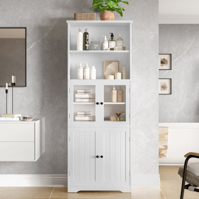 Hochschrank mit Türen und verstellbaren Trennwänden, 57,4 x 28,4 x 162,5 cm - YB - N877P297007K - 9 - yorbiy.com