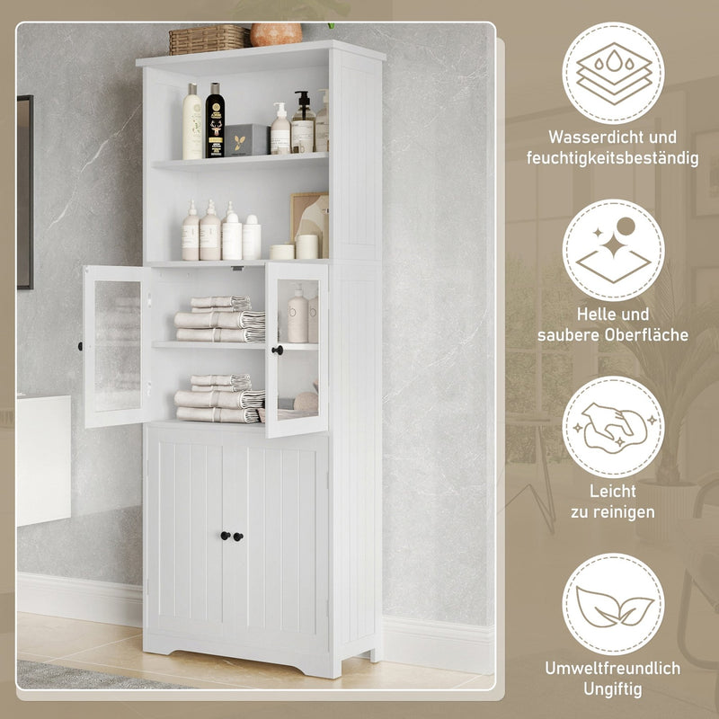 Hochschrank mit Türen und verstellbaren Trennwänden, 57,4 x 28,4 x 162,5 cm - YB - N877P297007K - 4 - yorbiy.com