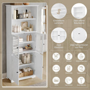 Hochschrank mit Türen und verstellbaren Trennwänden, 57,4 x 28,4 x 162,5 cm - YB - N877P297007K - 5 - yorbiy.com