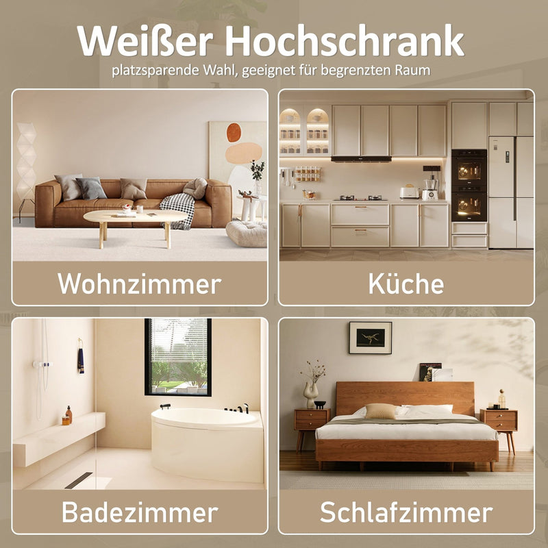 Hochschrank mit Türen und verstellbaren Trennwänden, 57,4 x 28,4 x 162,5 cm - YB - N877P297007K - 7 - yorbiy.com