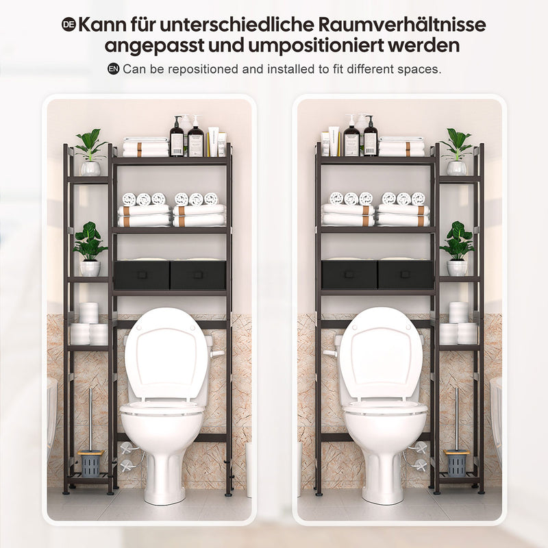 Yorbay Toilettenregal aus Bambus mit 2 Aufbewahrungsboxen und höhenverstellbaren Ablagen 22 - yorbiy.com