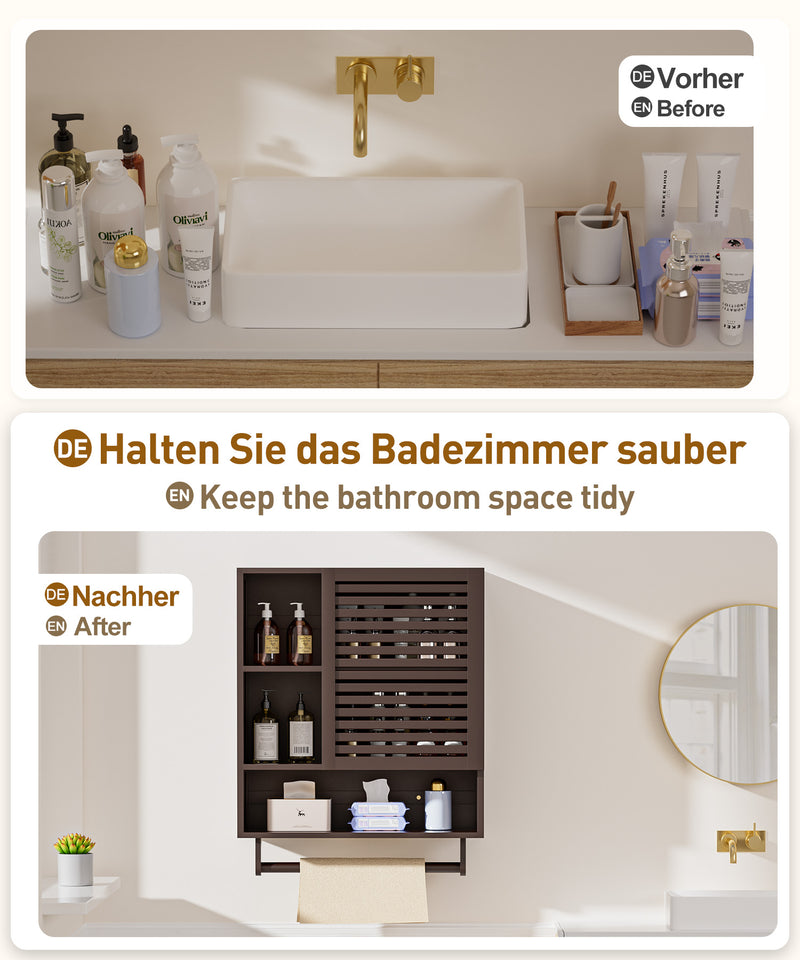 Yorbay Badezimmerschrank mit Tür und Regalen, 70 x 56 x 20 cm - YB070 - Z096 - 22 - yorbiy.com