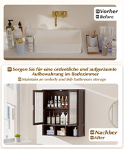 Yorbay Badezimmerschrank mit Doppeltür und Fächern, 59 x 22 x 66 cm - YB - YB071 - Z099 - 26 - yorbiy.com