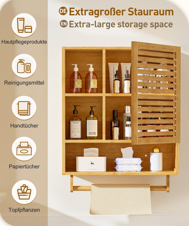 Yorbay Badezimmerschrank mit Tür und Regalen, 70 x 56 x 20 cm - YB070 - Z094 - 6 - yorbiy.com