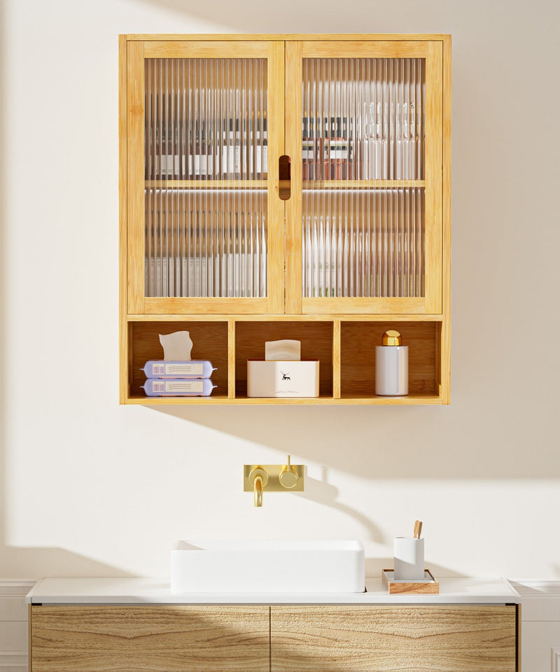 Yorbay Badezimmerschrank mit Doppeltür und Fächern, 59 x 22 x 66 cm - YB - YB071 - Z097 - 10 - yorbiy.com
