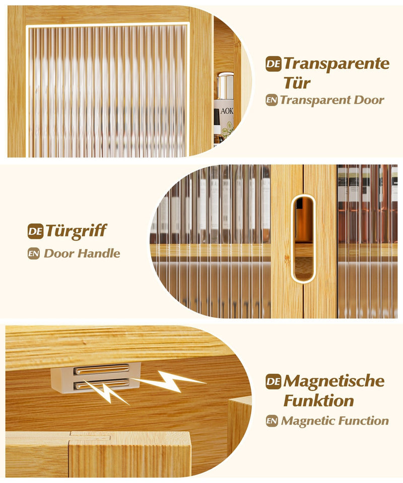 Yorbay Badezimmerschrank mit Doppeltür und Fächern, 59 x 22 x 66 cm - YB - YB071 - Z097 - 4 - yorbiy.com
