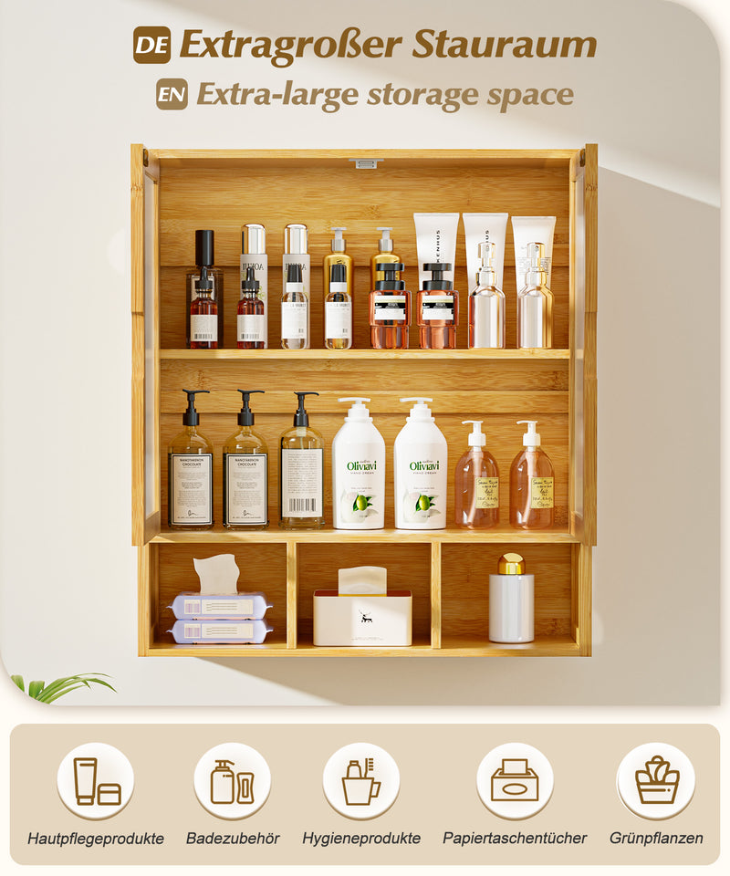 Yorbay Badezimmerschrank mit Doppeltür und Fächern, 59 x 22 x 66 cm - YB - YB071 - Z097 - 7 - yorbiy.com