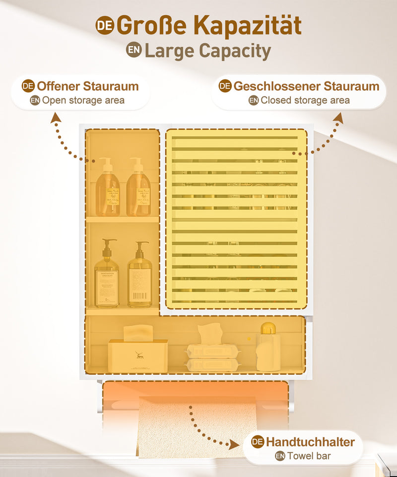 Yorbay Badezimmerschrank mit Tür und Regalen, 70 x 56 x 20 cm - YB070 - Z095 - 13 - yorbiy.com