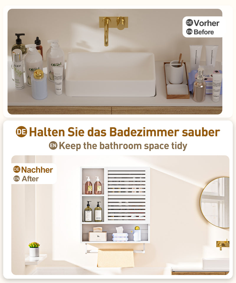 Yorbay Badezimmerschrank mit Tür und Regalen, 70 x 56 x 20 cm - YB070 - Z095 - 14 - yorbiy.com