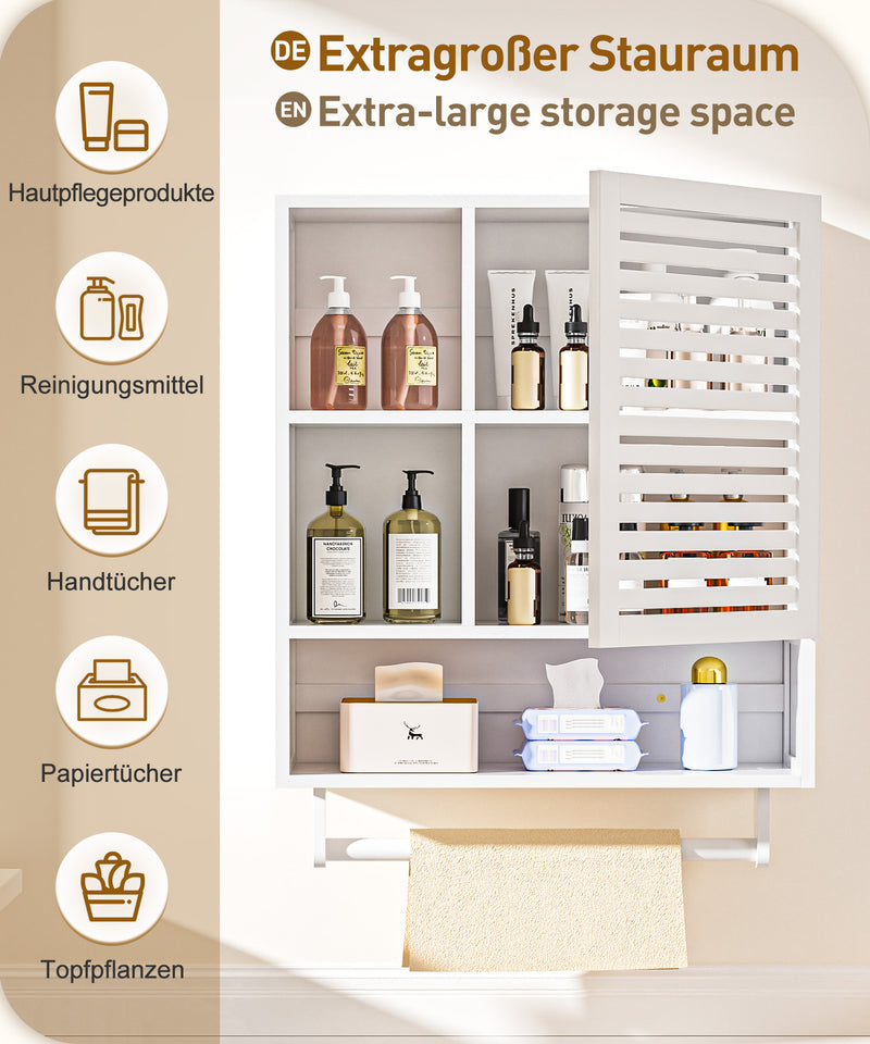 Yorbay Badezimmerschrank mit Tür und Regalen, 70 x 56 x 20 cm - YB070 - Z095 - 16 - yorbiy.com