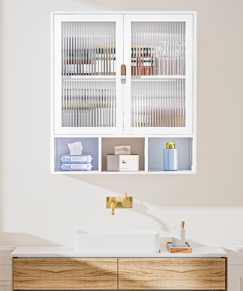 Yorbay Badezimmerschrank mit Doppeltür und Fächern, 59 x 22 x 66 cm - YB - YB071 - Z098 - 20 - yorbiy.com
