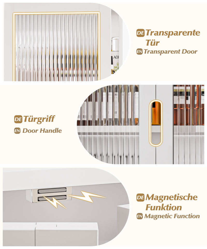 Yorbay Badezimmerschrank mit Doppeltür und Fächern, 59 x 22 x 66 cm - YB - YB071 - Z098 - 14 - yorbiy.com