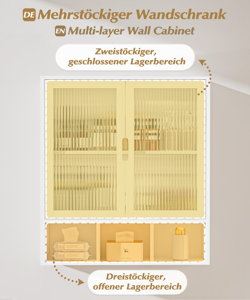 Yorbay Badezimmerschrank mit Doppeltür und Fächern, 59 x 22 x 66 cm - YB - YB071 - Z098 - 15 - yorbiy.com