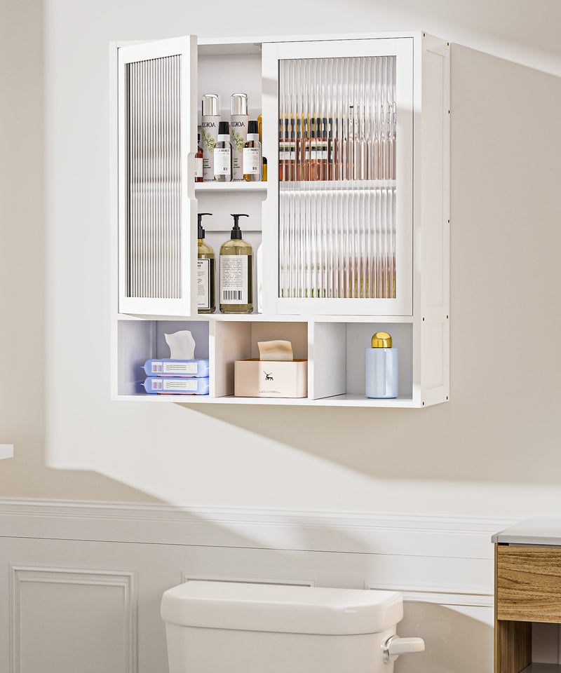 Yorbay Badezimmerschrank mit Doppeltür und Fächern, 59 x 22 x 66 cm - YB - YB071 - Z098 - 19 - yorbiy.com
