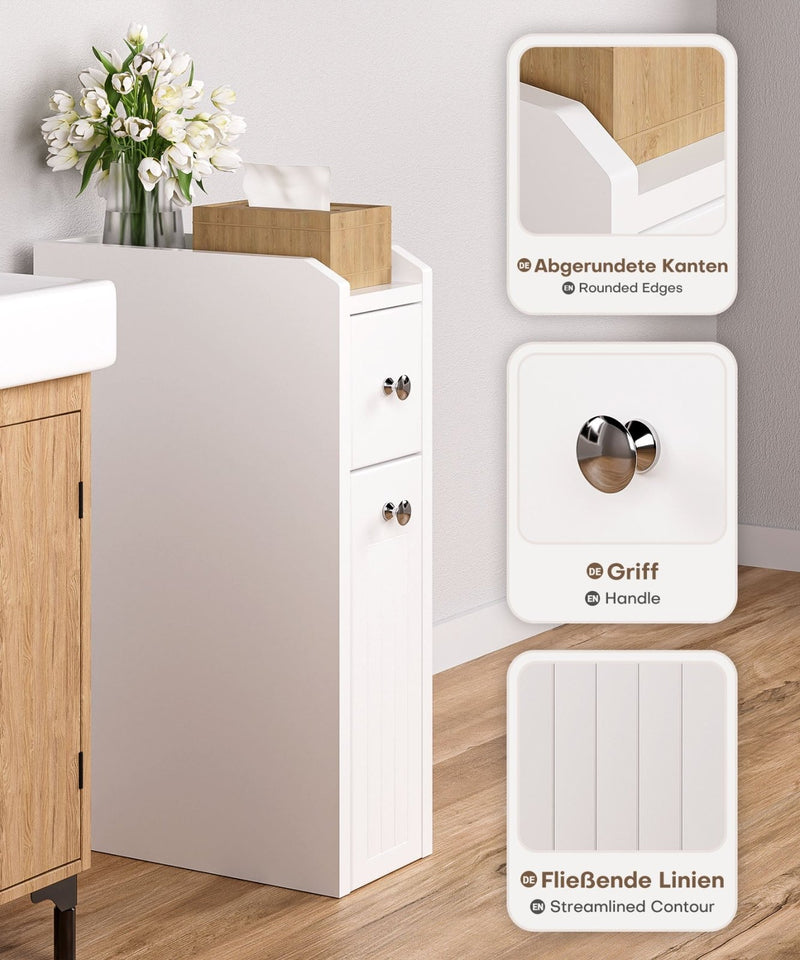 Yorbay schmaler Badezimmerschrank mit Schubladen, 18×40×70 cm - YB114-D061 - 7 - yorbiy.com