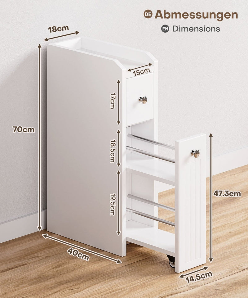 Yorbay schmaler Badezimmerschrank mit Schubladen, 18×40×70 cm - YB114-D061 - 3 - yorbiy.com